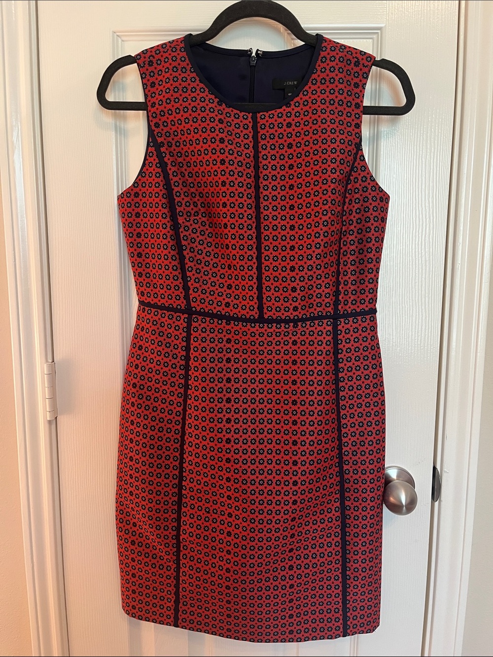 J. Crew Paneled Sheath Crimson Foulard Dress